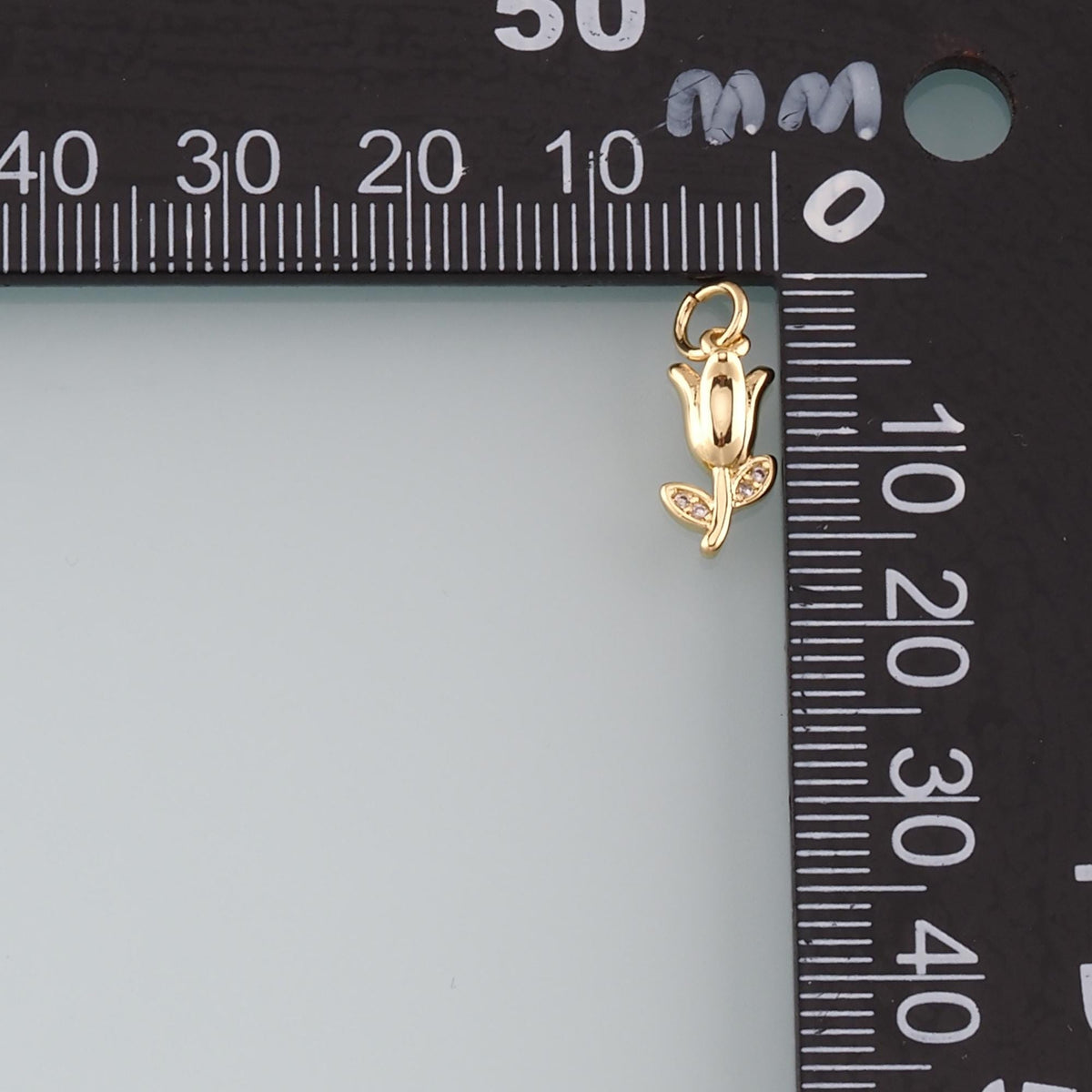 Gold Flower Charm,18K Gold Filled Tulip Pendant,CZ Micro Pave Flower Charm Bracelet Necklace for DIY Jewelry Making Supply