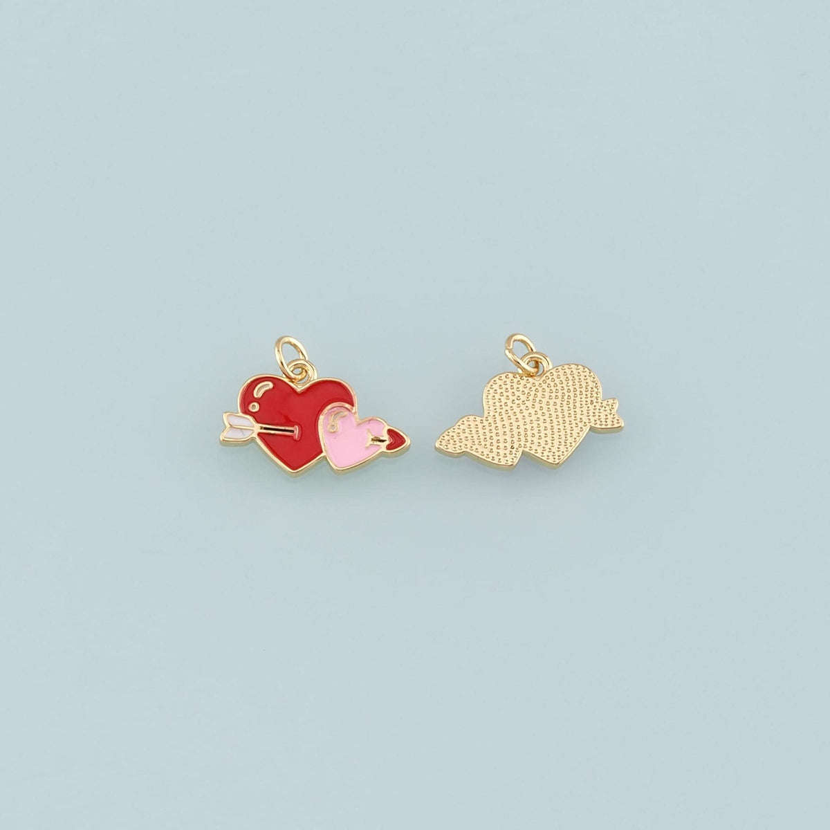 Gold Arrow Charms,18K Gold Filled Heart Arrow Pendant,Enamel Heart Charm Bracelet Necklace for DIY Jewelry Making Supply