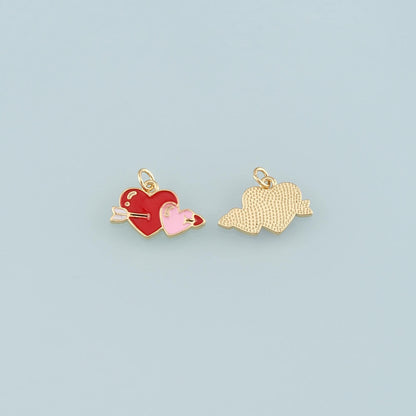 Gold Arrow Charms,18K Gold Filled Heart Arrow Pendant,Enamel Heart Charm Bracelet Necklace for DIY Jewelry Making Supply