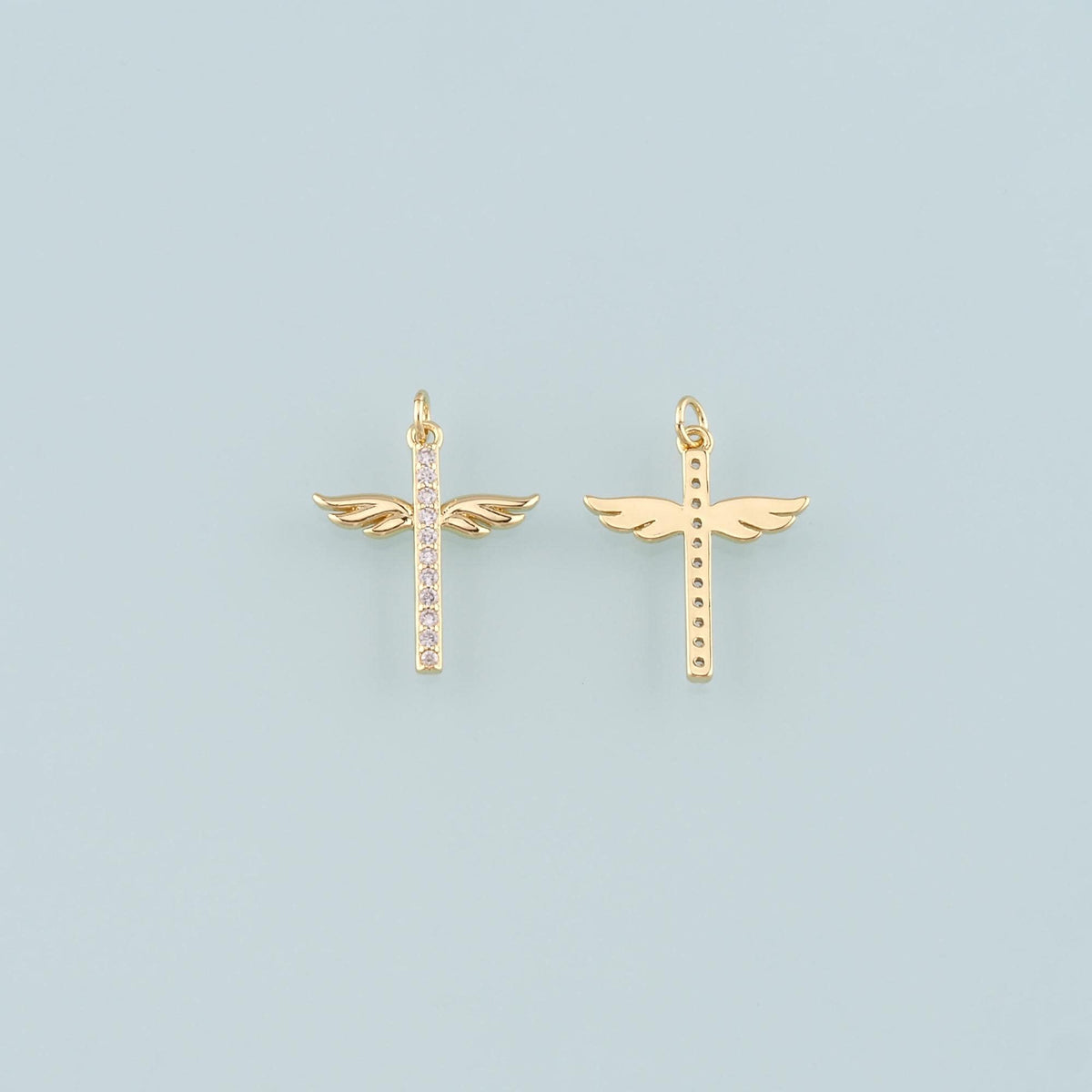 Gold Wing Charms,18K Gold Filled Wings Pendant,CZ Micro Pave Angel Wings Charm Bracelet Necklace for DIY Jewelry Making Suppl