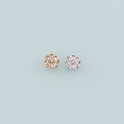 Gold Flower Charms,18K Gold Filled Flower Pendant,CZ Micro Pave Flower Charm Bracelet Necklace for DIY Jewelry Making Supply