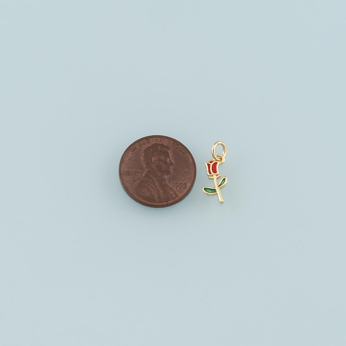 18K Gold Filled Enamel Flower Charm Pendant for Jewelry Making