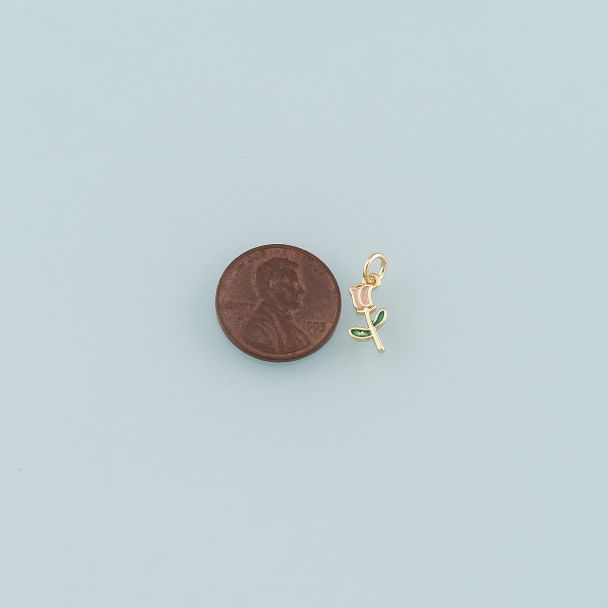 18K Gold Filled Enamel Flower Charm Pendant for Jewelry Making