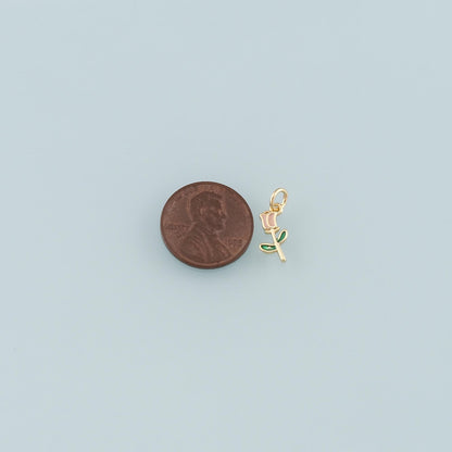 18K Gold Filled Enamel Flower Charm Pendant for Jewelry Making