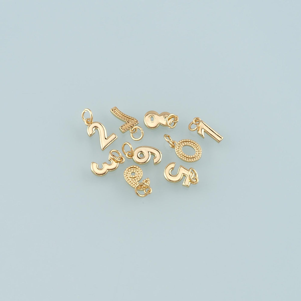18K Gold Filled Number Pendant,Dainty Number Charm Bracelet Necklace for DIY Jewelry Making Supply