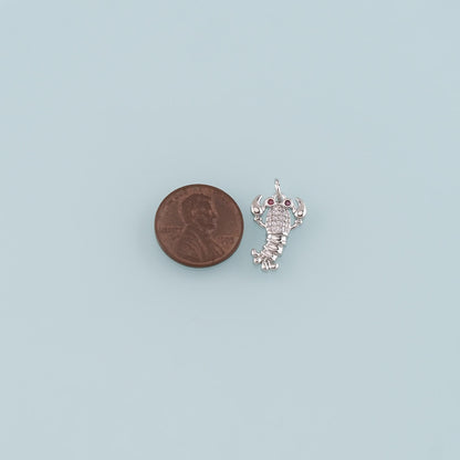 Cute Lobster Charms,18K Gold Filled CZ Micro Pave Lobster Pendant,kawaii Ocean Charm Bracelet Necklace for DIY Jewelry Making