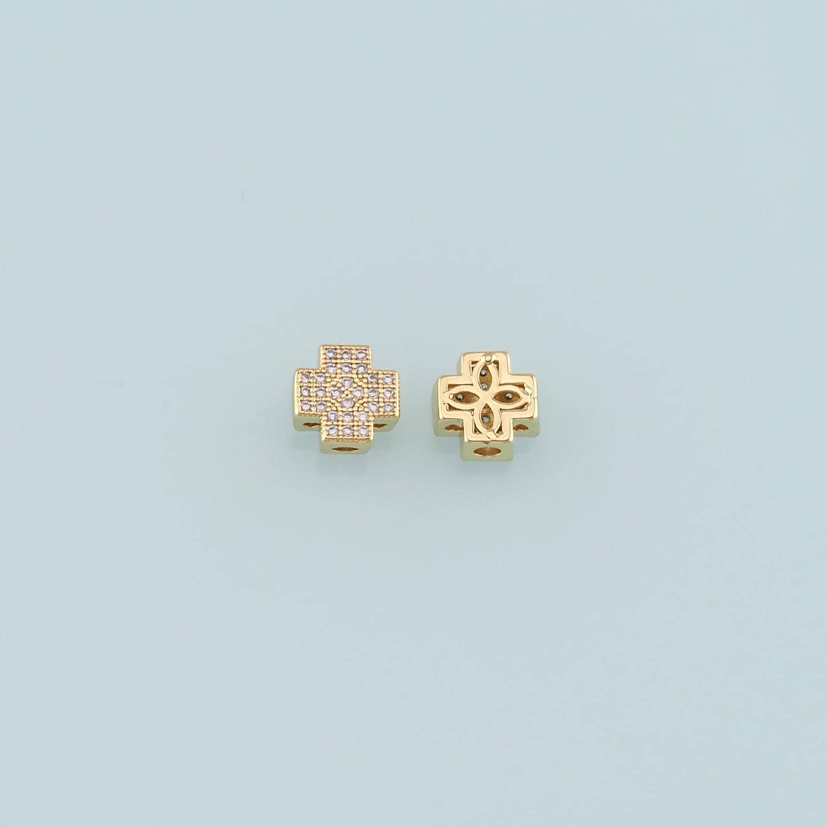 Gold Cross Spacer Beads Charms,18K Gold Filled Cross Bracelet Necklace for DIY Jewelry Making Supply