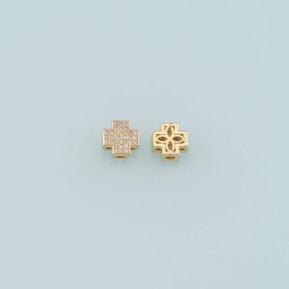 Gold Cross Spacer Beads Charms,18K Gold Filled Cross Bracelet Necklace for DIY Jewelry Making Supply