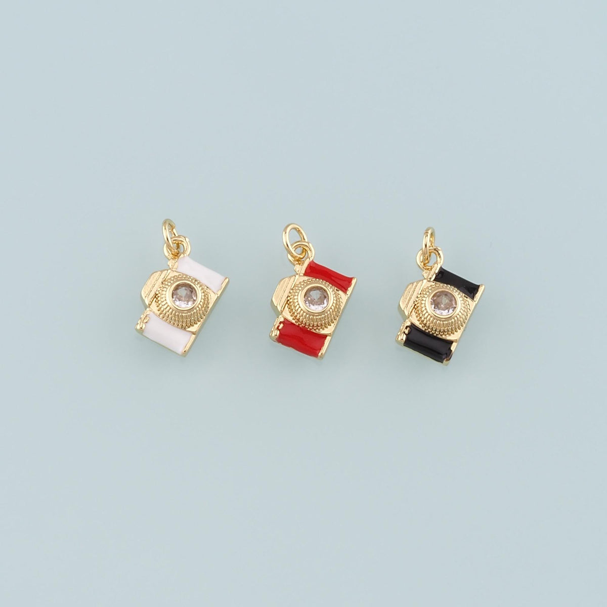 Gold Camera Charms,18K Gold Filled Camera Pendant,Enamel Camera Charm Bracelet Necklace for DIY Jewelry Making Supply