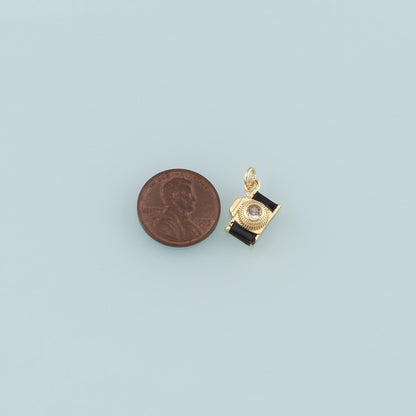 Gold Camera Charms,18K Gold Filled Camera Pendant,Enamel Camera Charm Bracelet Necklace for DIY Jewelry Making Supply