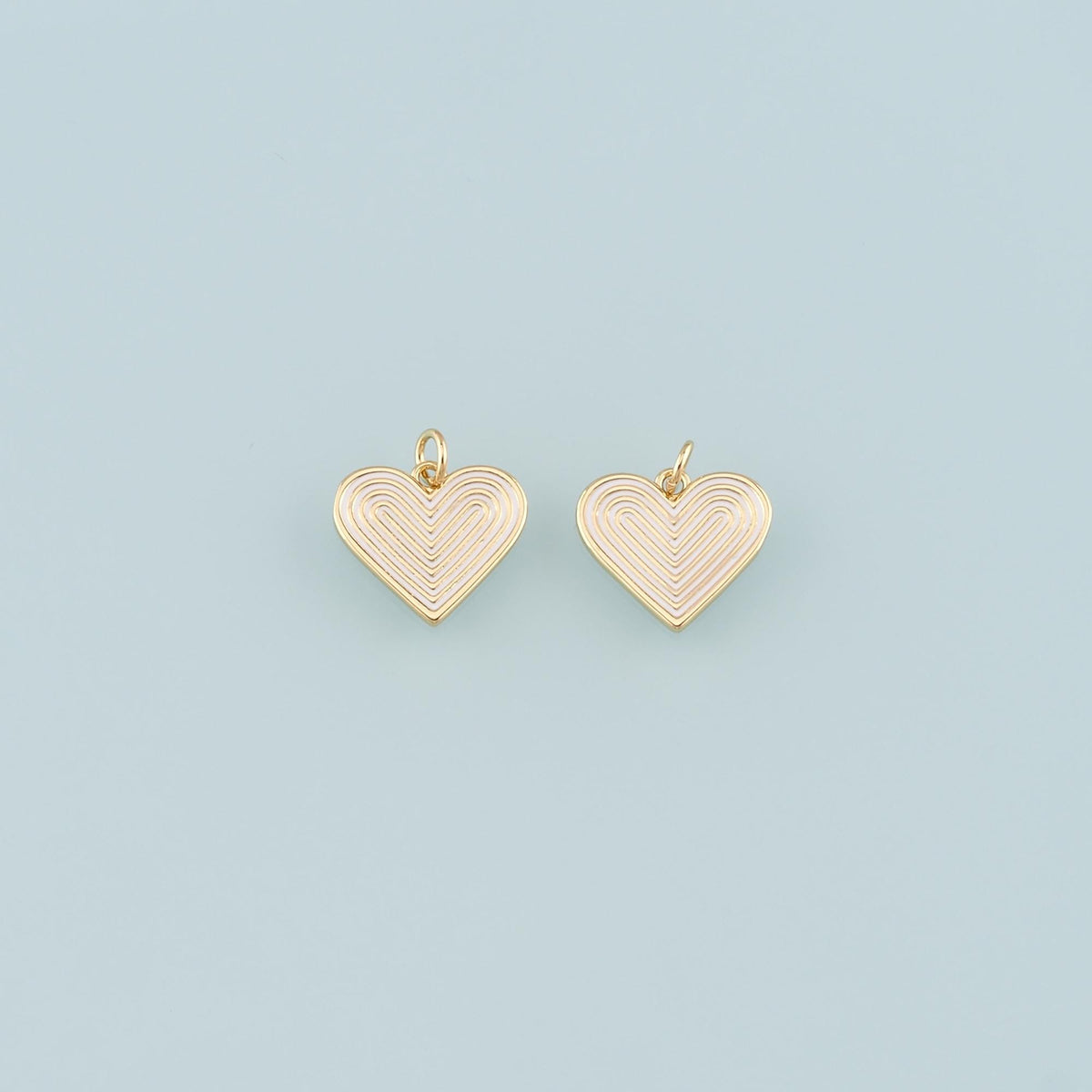 18K Gold Filled Heart Pendant,Enamel Heart Charm Bracelet Necklace for DIY Jewelry Making Supply