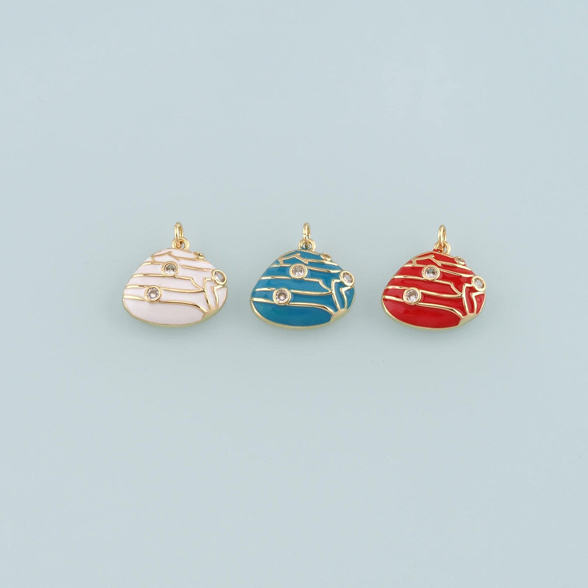 Gold Conch Charms,18K Gold Filled Conch Pendant,Enamel Conch Shell Charm Bracelet Necklace for DIY Jewelry Making Supply