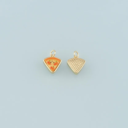 Gold Food Charms,18K Gold Filled Gourmet Food Pendant,Enamel Gourmet Food Charm Bracelet Necklace for DIY Jewelry Making Supp