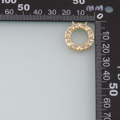 18K Gold Filled Round Pendant,CZ Micro Pave Round Charm Bracelet Necklace for DIY Jewelry Making Supply