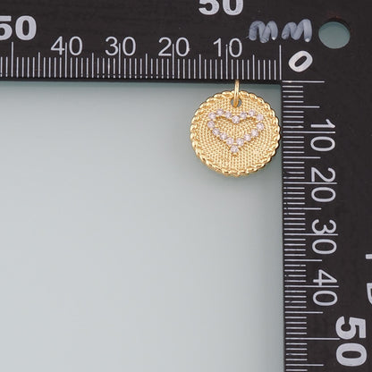 18K Gold Filled Heart Pendant,CZ Micro Pave Heart Charm Bracelet Necklace for DIY Jewelry Making Supply