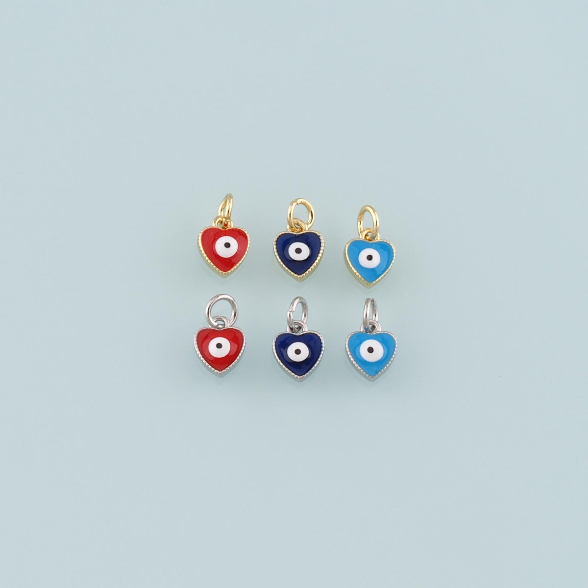 Gold Evil Eye Charms,18K Gold Filled Heart Pendant,Enamel Heart Eye Charm Bracelet Necklace for DIY Jewelry Making Supply