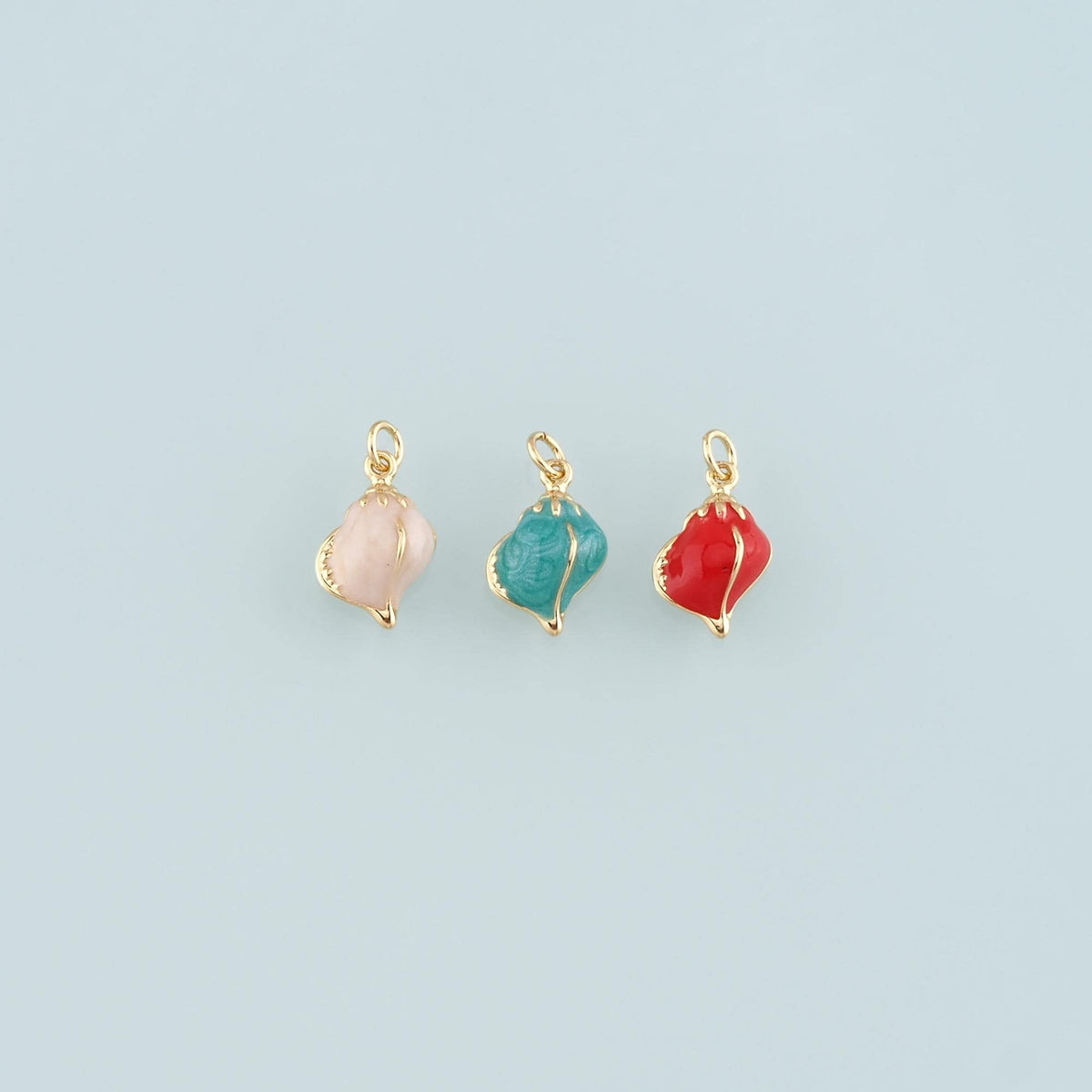 Gold Conch Charms,18K Gold Filled Conch Pendant,Enamel Conch Shell Charm Bracelet Necklace for DIY Jewelry Making Supply