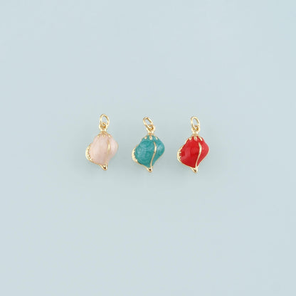 Gold Conch Charms,18K Gold Filled Conch Pendant,Enamel Conch Shell Charm Bracelet Necklace for DIY Jewelry Making Supply