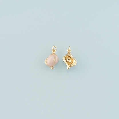 Gold Conch Charms,18K Gold Filled Conch Pendant,Enamel Conch Shell Charm Bracelet Necklace for DIY Jewelry Making Supply