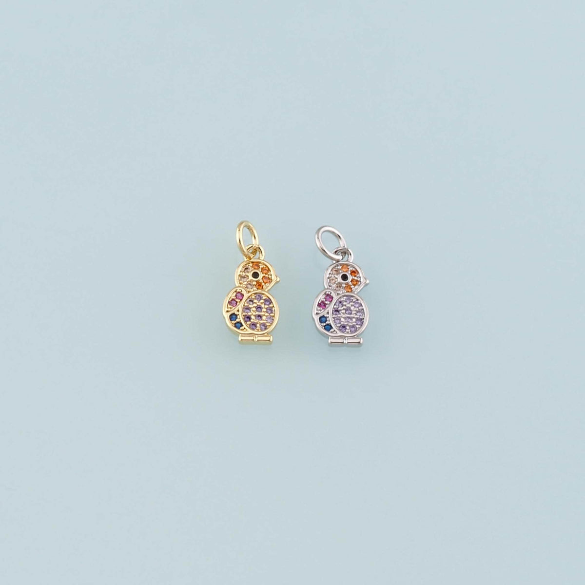 18K Gold Filled Bird Pendant,CZ Micro Pave Birds Charm Bracelet Necklace for DIY Jewelry Making Supply