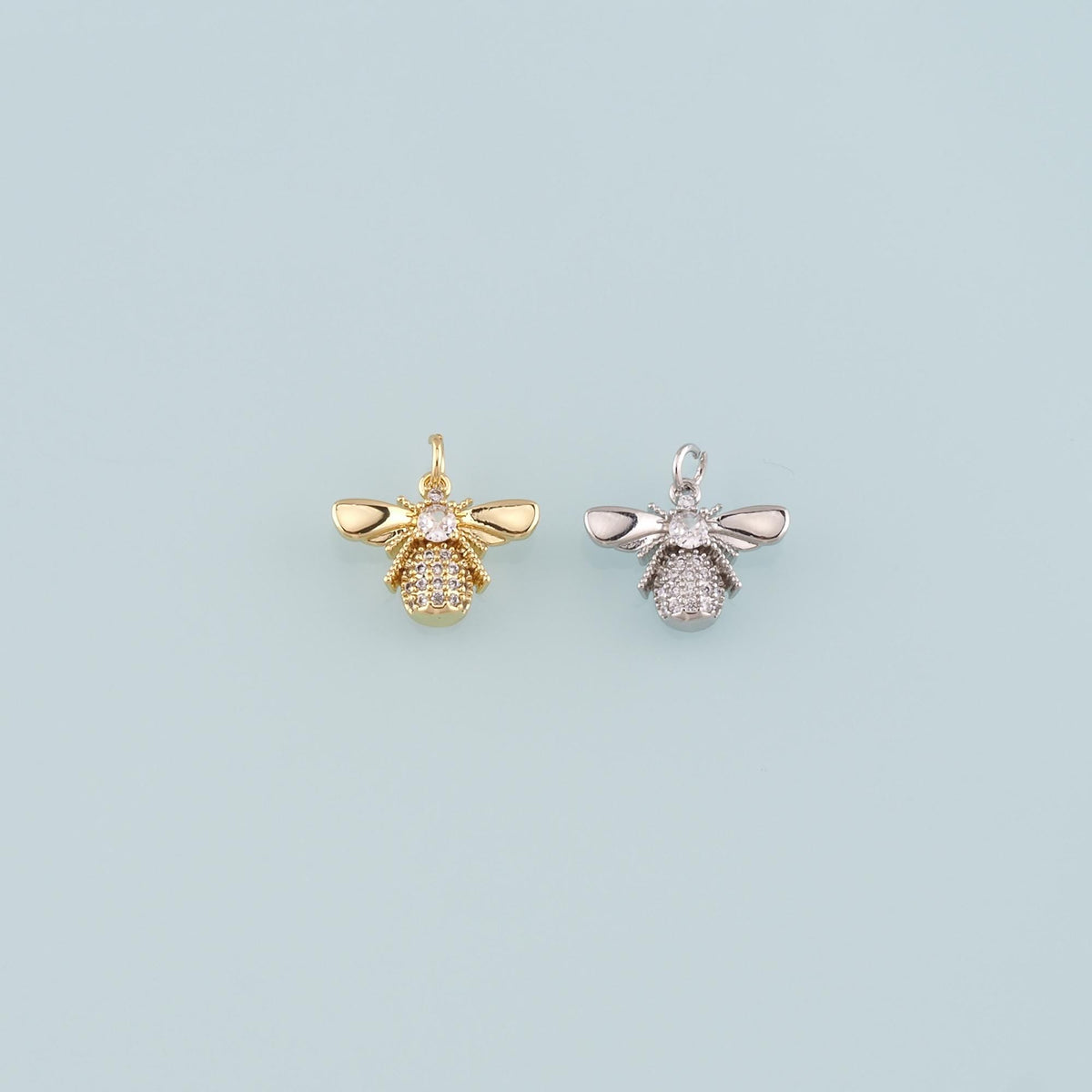 Gold Insect Charms,18K Gold Filled Bee Pendant,CZ Micro Pave Bee Charm Bracelet Necklace for DIY Jewelry Making Supply