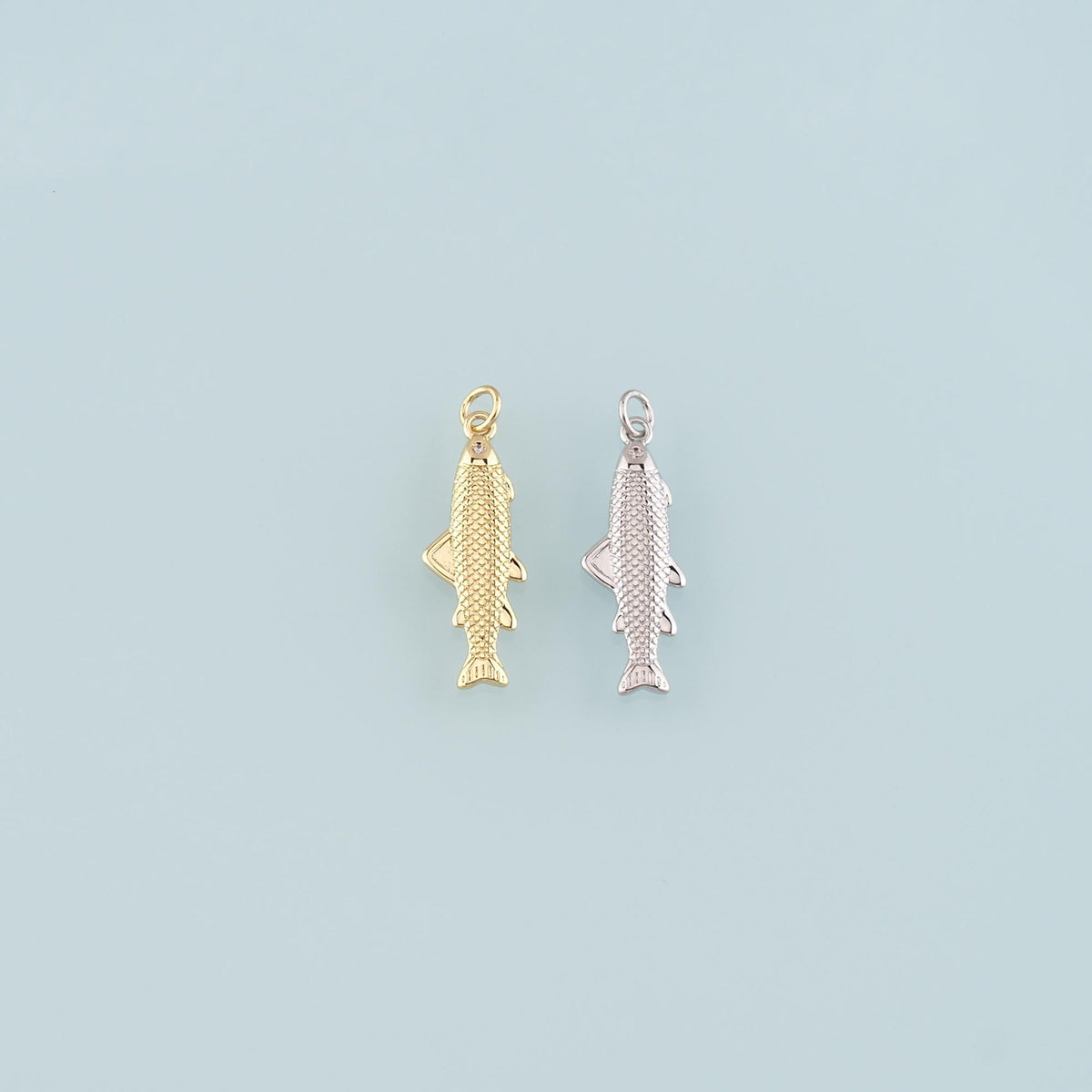 Gold Fish Charms,18K Gold Filled Fish Pendant,Ocean Charm Bracelet Necklace for DIY Jewelry Making Supply