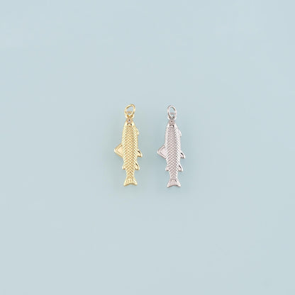 Gold Fish Charms,18K Gold Filled Fish Pendant,Ocean Charm Bracelet Necklace for DIY Jewelry Making Supply