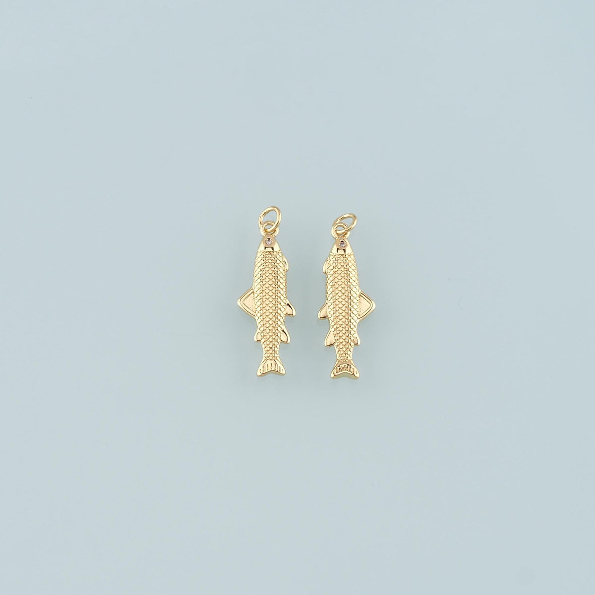 Gold Fish Charms,18K Gold Filled Fish Pendant,Ocean Charm Bracelet Necklace for DIY Jewelry Making Supply