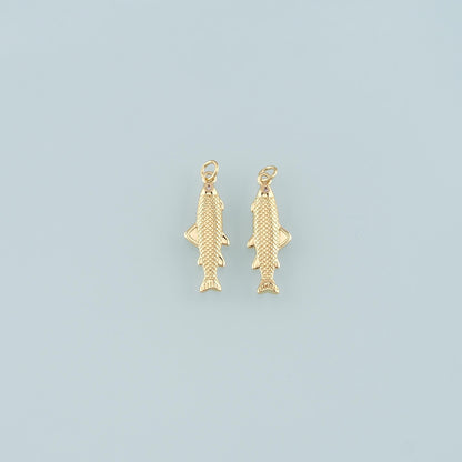 Gold Fish Charms,18K Gold Filled Fish Pendant,Ocean Charm Bracelet Necklace for DIY Jewelry Making Supply