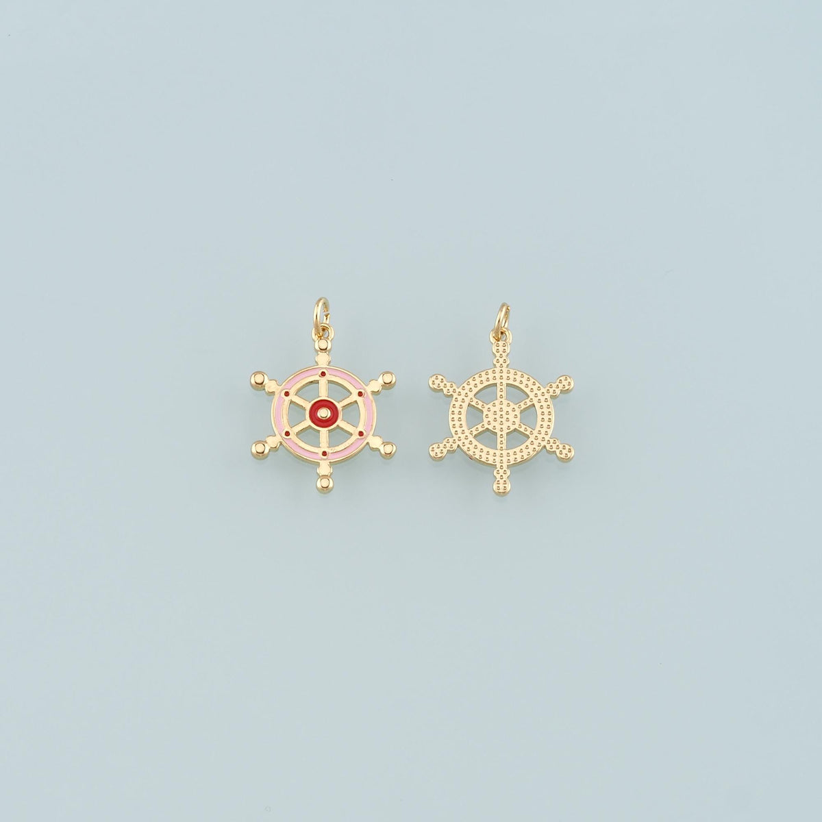 Gold Rudder Charm,18K Gold Filled Rudder Pendant,Enamel Navigation Charm Bracelet Necklace for DIY Jewelry Making Supply