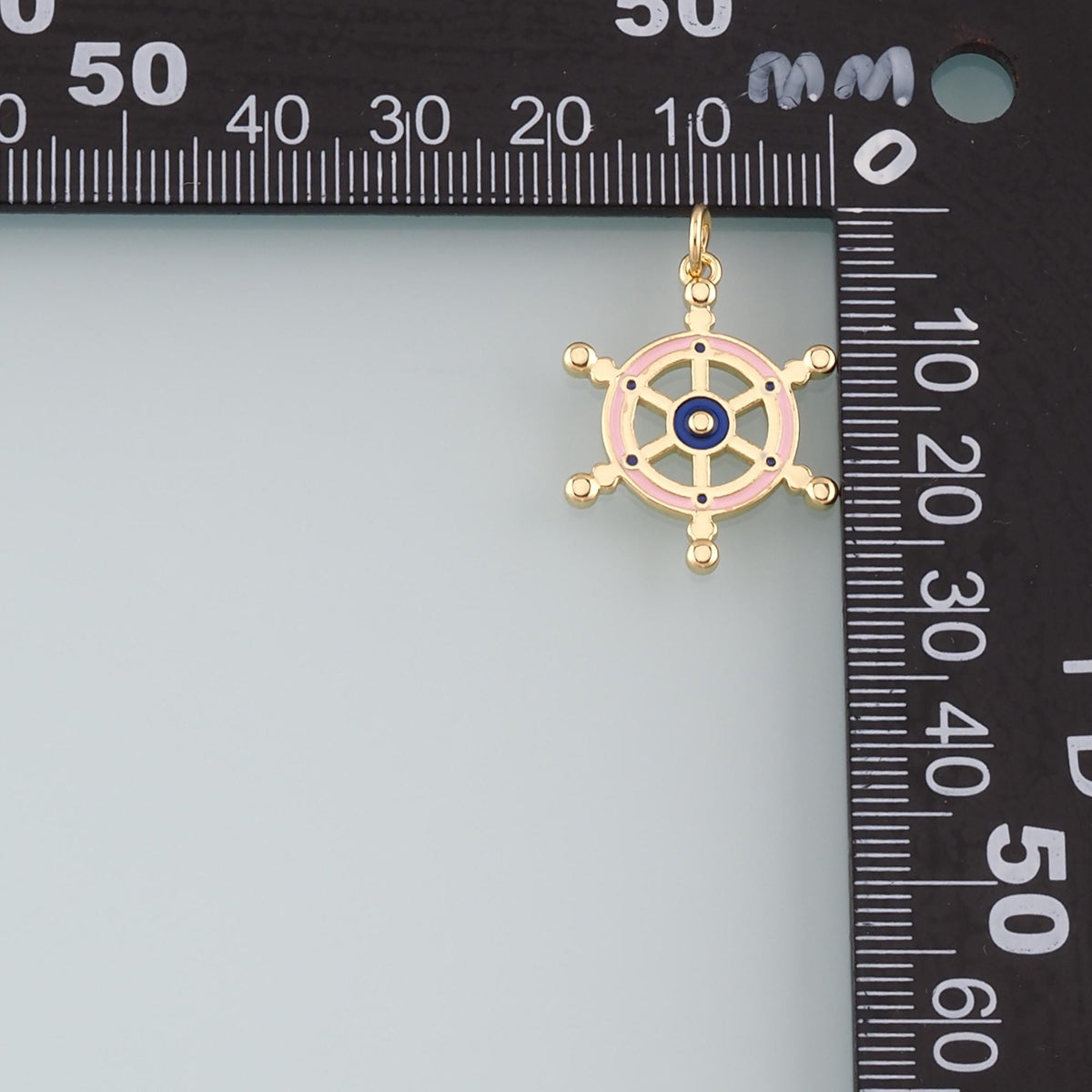 Gold Rudder Charm,18K Gold Filled Rudder Pendant,Enamel Navigation Charm Bracelet Necklace for DIY Jewelry Making Supply