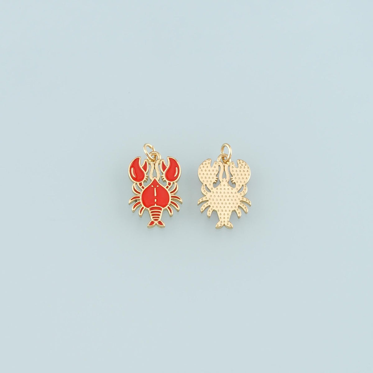 Cute Lobster Charms,18K Gold Filled Enamel Lobster Pendant,kawaii Ocean Charm Bracelet Necklace for DIY Jewelry Making Supply