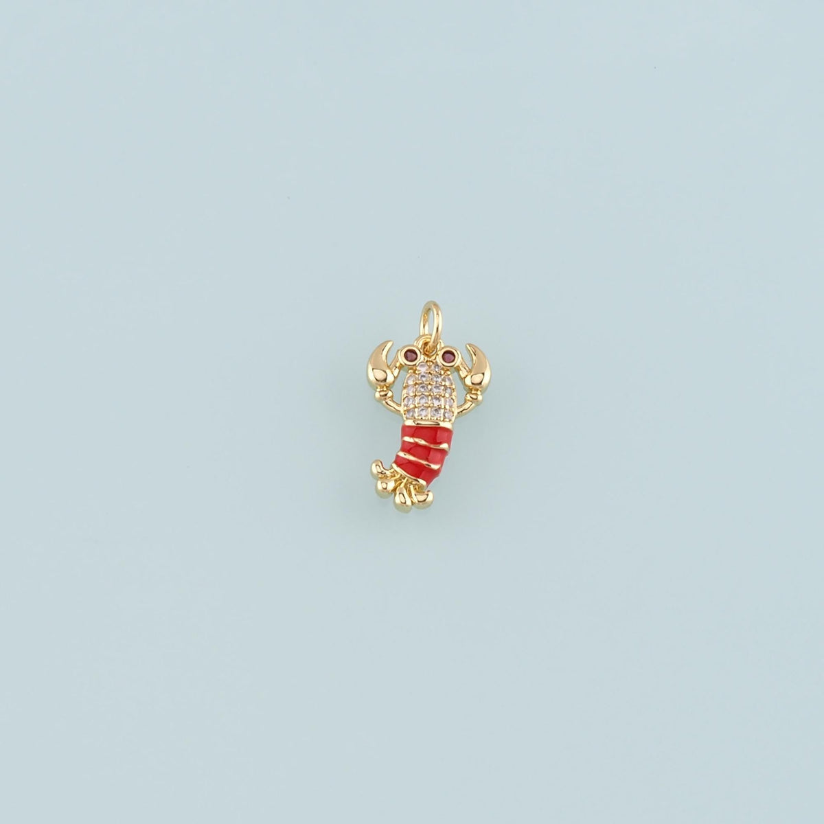 Cute Lobster Charms,18K Gold Filled Enamel Lobster Pendant,kawaii Ocean Charm Bracelet Necklace for DIY Jewelry Making Supply