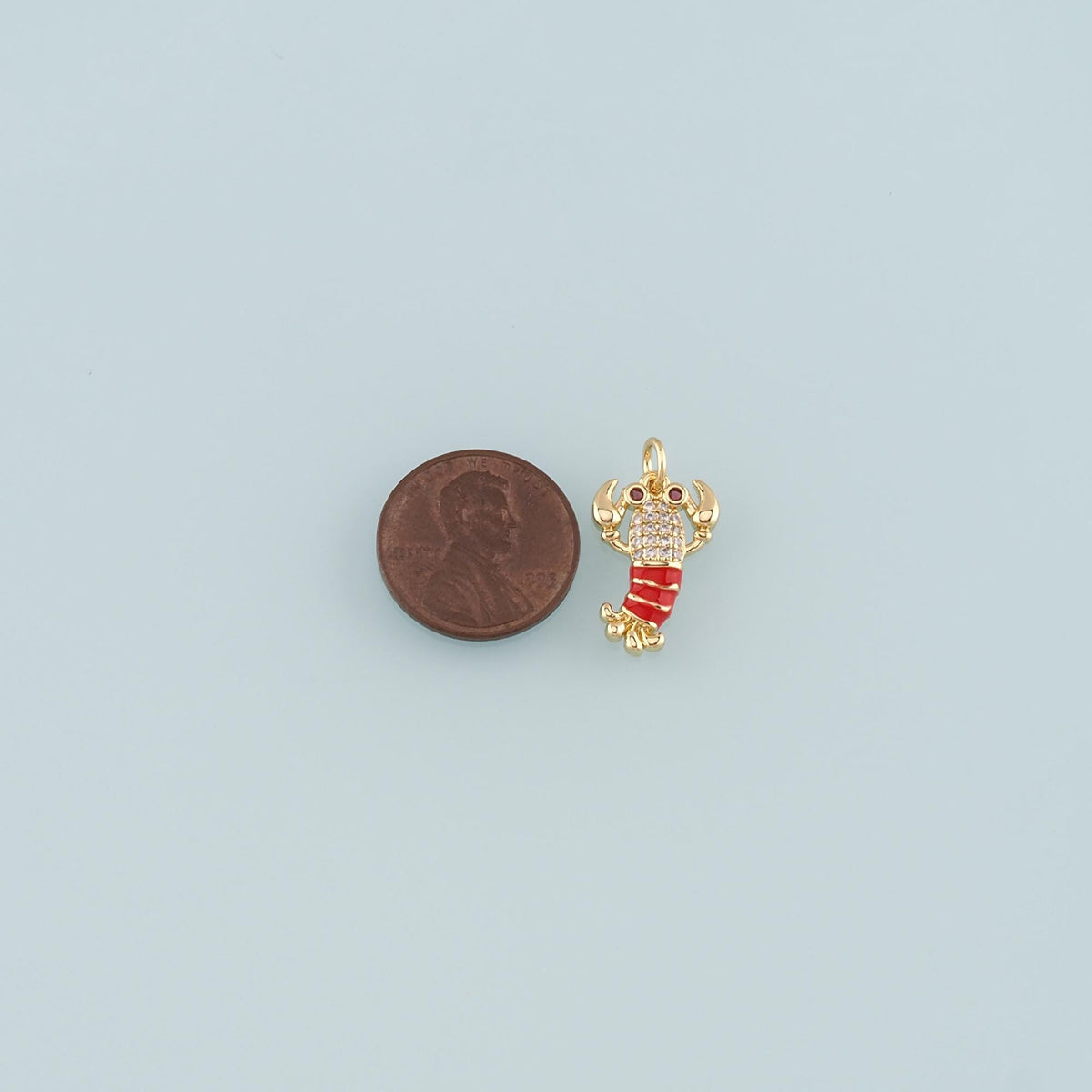 Cute Lobster Charms,18K Gold Filled Enamel Lobster Pendant,kawaii Ocean Charm Bracelet Necklace for DIY Jewelry Making Supply
