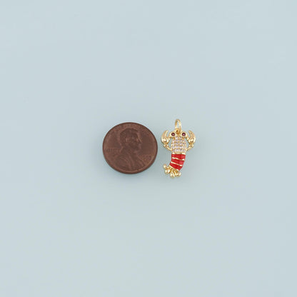 Cute Lobster Charms,18K Gold Filled Enamel Lobster Pendant,kawaii Ocean Charm Bracelet Necklace for DIY Jewelry Making Supply