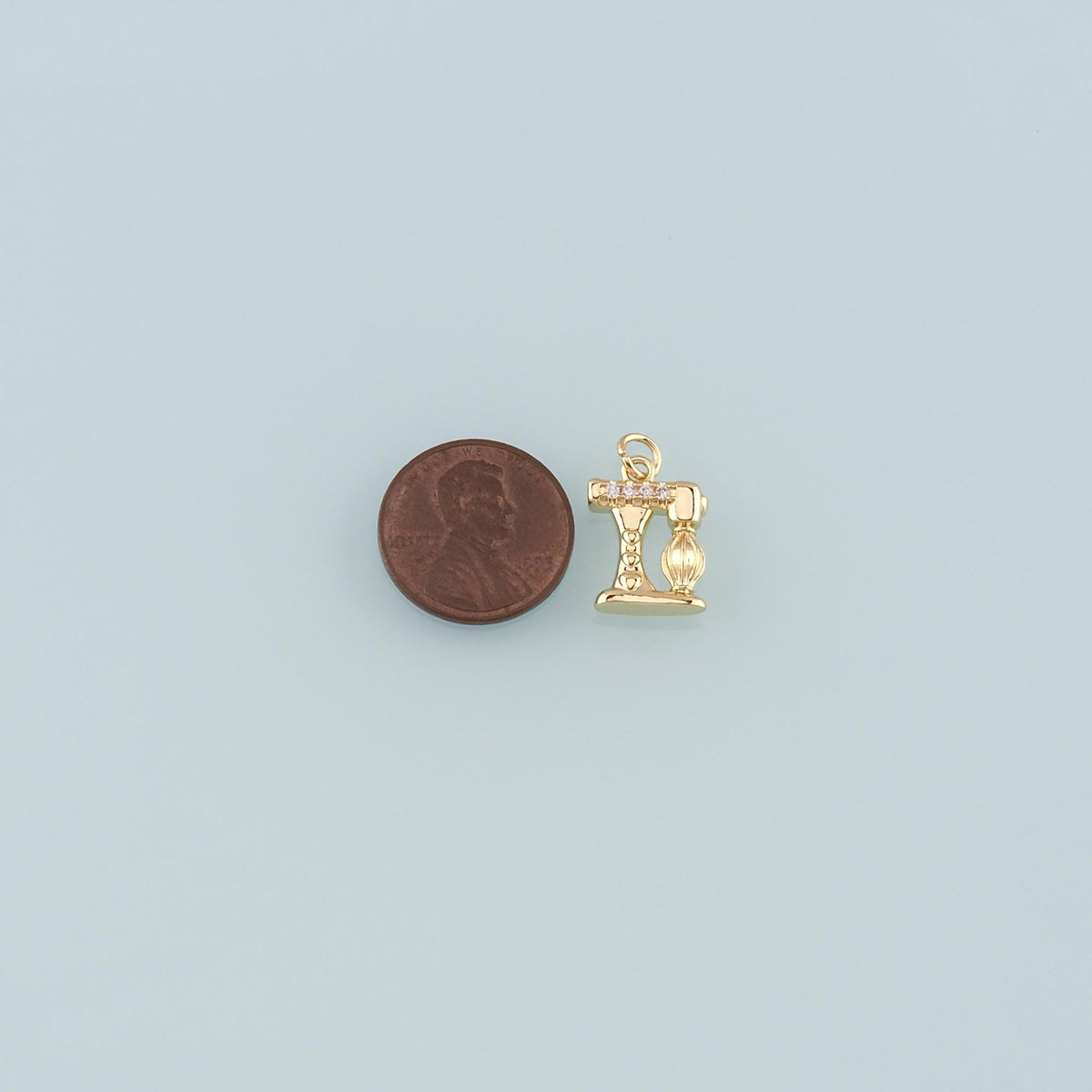18K Gold Filled Sewing Machine Pendant,CZ Micro Pave Sewing Machine Charm Bracelet Necklace for DIY Jewelry Making Supply