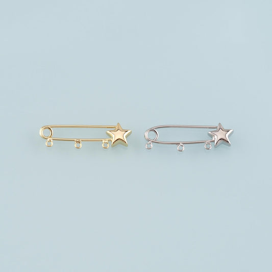 18K Gold Filled Safety Pin Pendant,Safety Pin Charm Bracelet Necklace for DIY Jewelry Making Supply