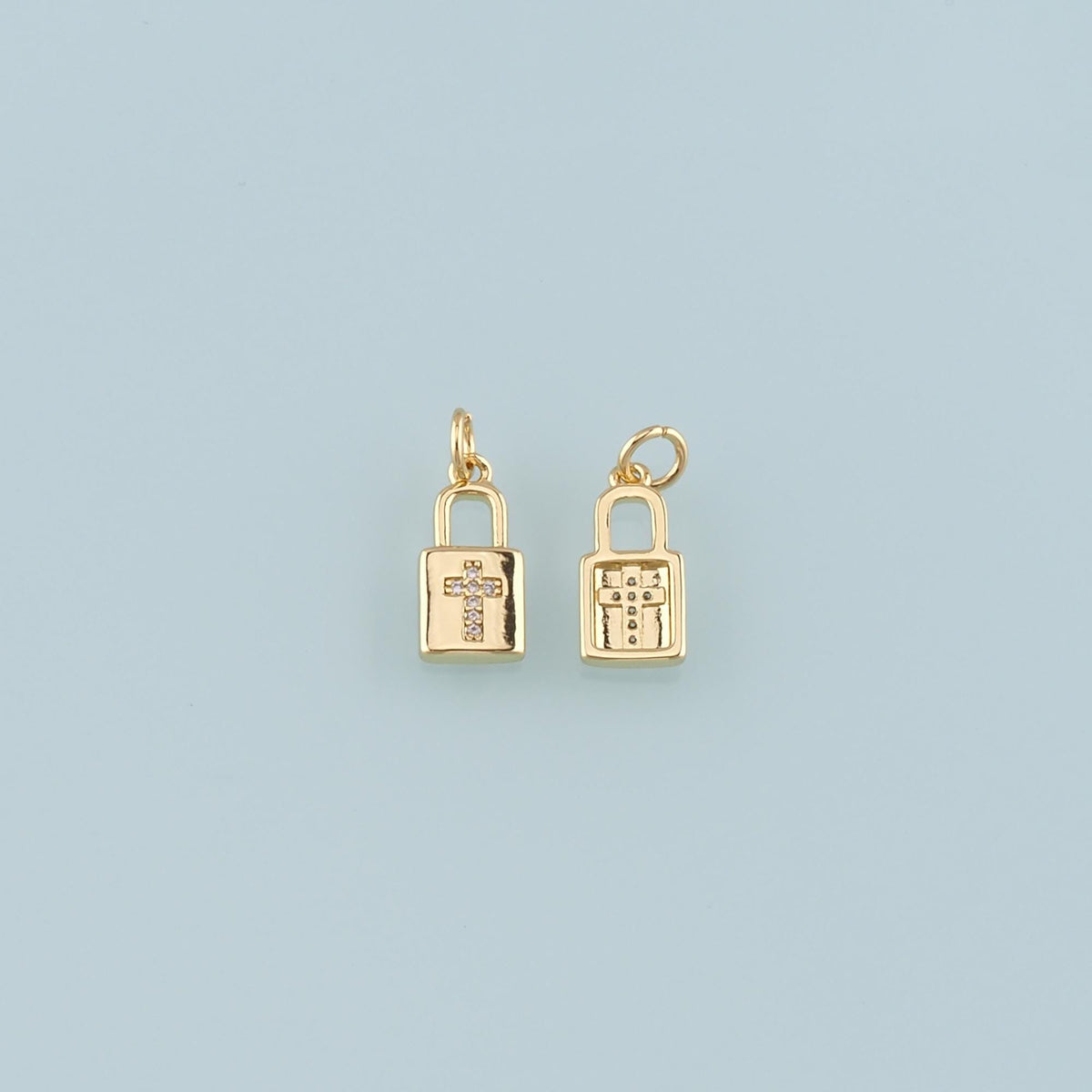 Gold Key Lock Charms,18K Gold Filled Lock Pendant,CZ Micro Pave Lock Charm Bracelet Necklace for DIY Jewelry Making Supply