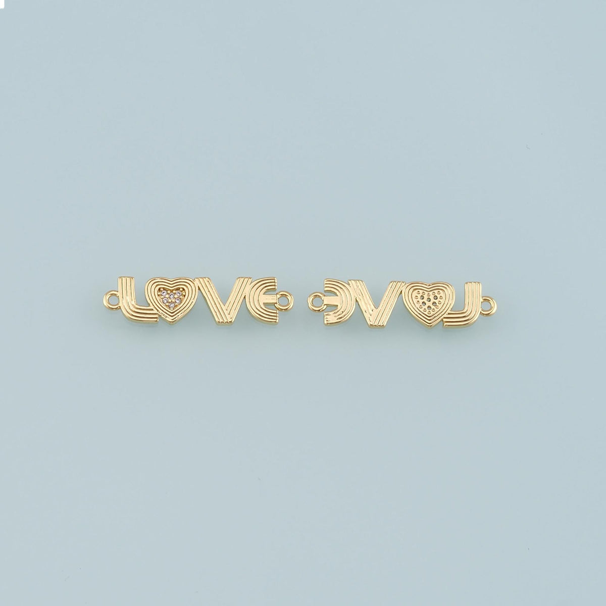 18K Gold Filled Love Connector,CZ Micro Pave Heart Charm Bracelet Necklace for DIY Jewelry Making Supply