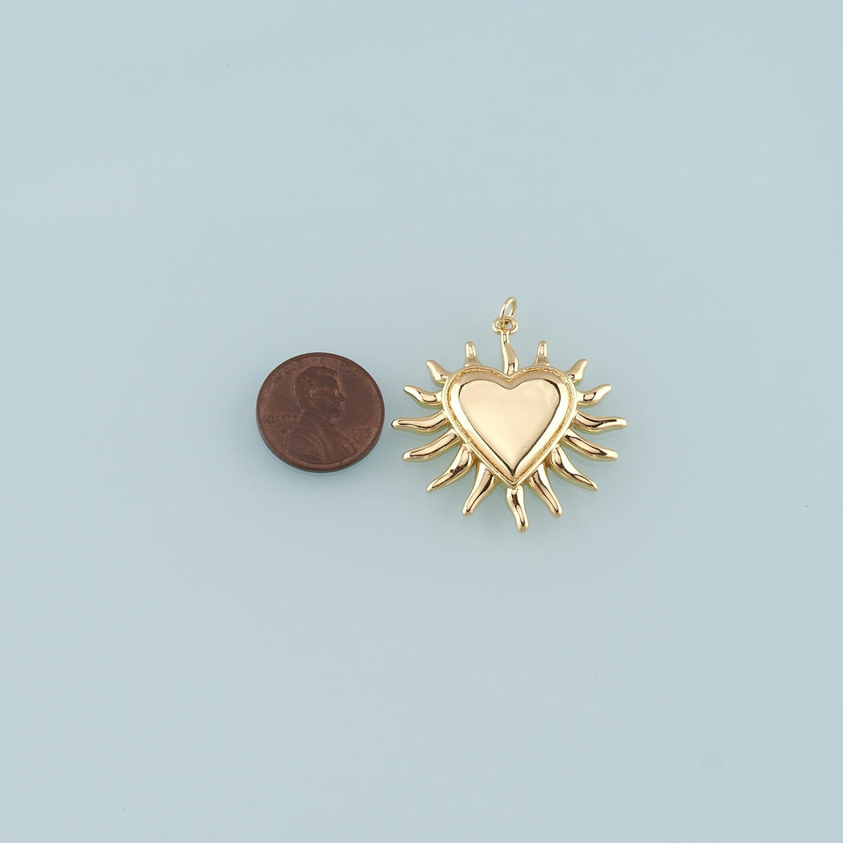 18K Gold Filled Heart Pendant,Heart Charm Bracelet Necklace for DIY Jewelry Making Supply