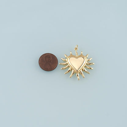 18K Gold Filled Heart Pendant,Heart Charm Bracelet Necklace for DIY Jewelry Making Supply