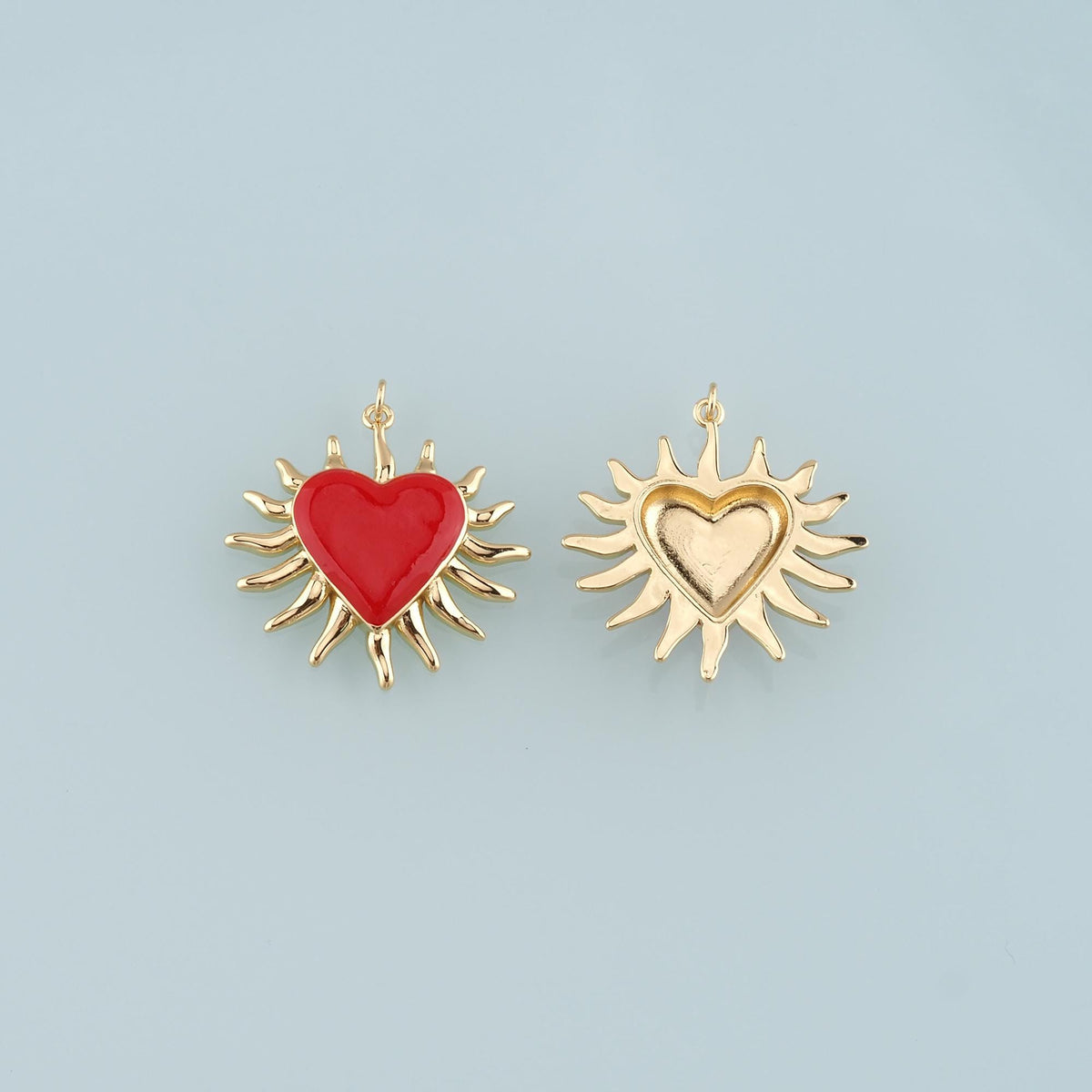 18K Gold Filled Enamel Heart Charm Pendant for Jewelry Making