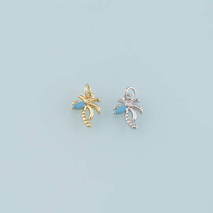 Gold Palm Tree Charms,18K Gold Filled Palm tree Pendant,Coconut tree Charm Bracelet Necklace for DIY Jewelry Making Supply