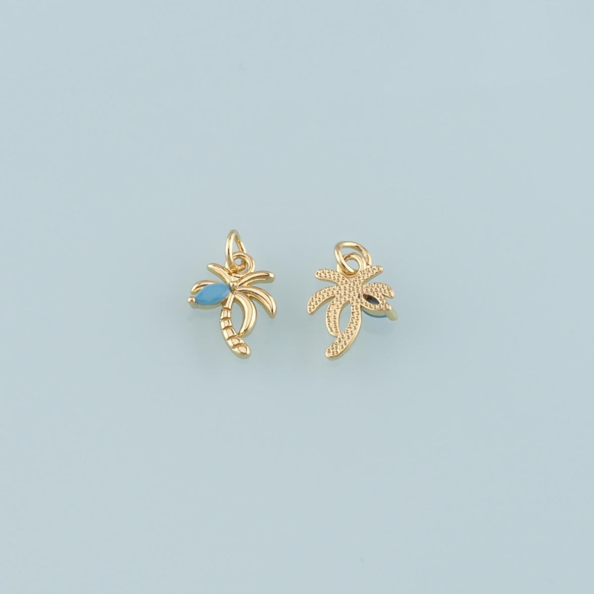 Gold Palm Tree Charms,18K Gold Filled Palm tree Pendant,Coconut tree Charm Bracelet Necklace for DIY Jewelry Making Supply