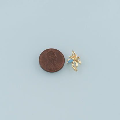 Gold Palm Tree Charms,18K Gold Filled Palm tree Pendant,Coconut tree Charm Bracelet Necklace for DIY Jewelry Making Supply