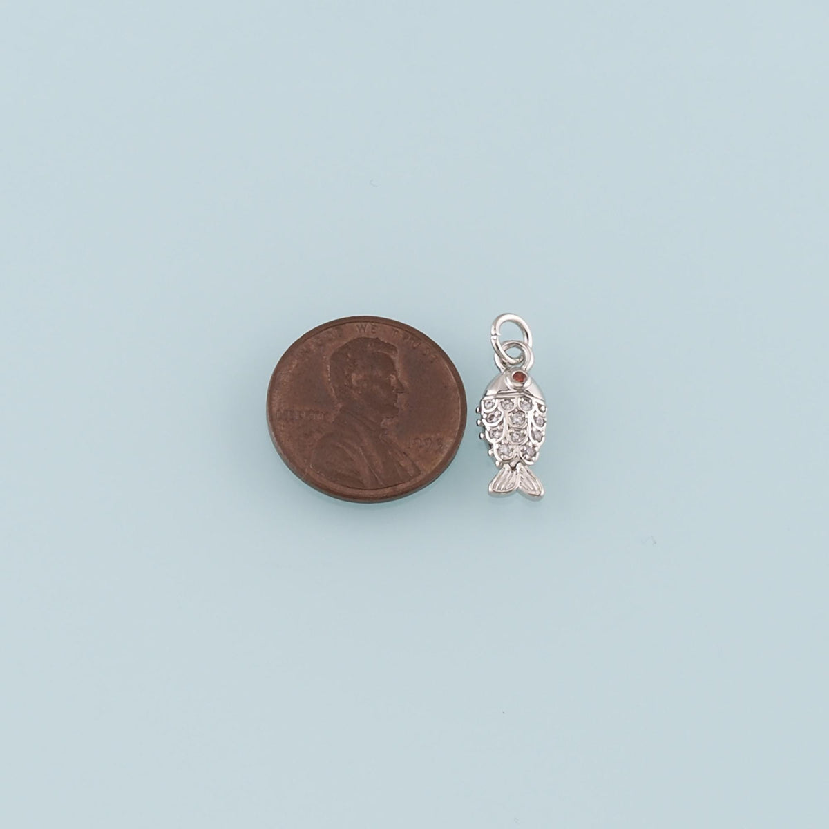 Gold Fish Charms,18K Gold Filled Fish Pendant,CZ Micro Pave Fish Charm Bracelet Necklace for DIY Jewelry Making Supply