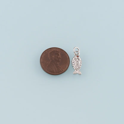 Gold Fish Charms,18K Gold Filled Fish Pendant,CZ Micro Pave Fish Charm Bracelet Necklace for DIY Jewelry Making Supply