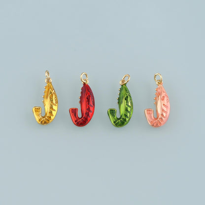 Gold Ocean Charms,18K Gold Filled Shrimp Pendant,Enamel Shrimp Charm Bracelet Necklace for DIY Jewelry Making Supply