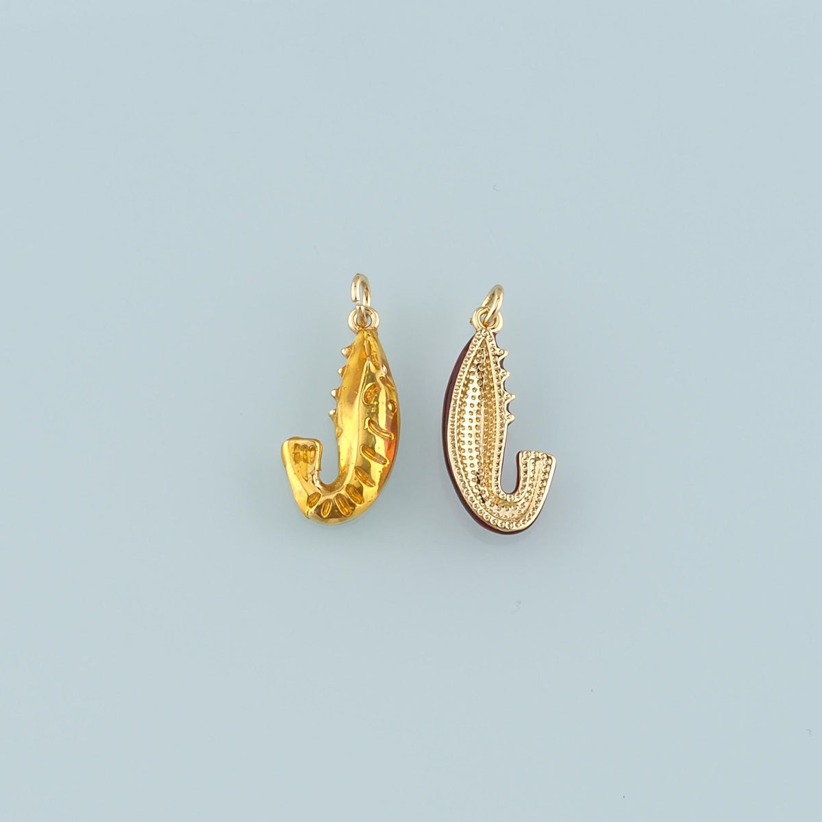 Gold Ocean Charms,18K Gold Filled Shrimp Pendant,Enamel Shrimp Charm Bracelet Necklace for DIY Jewelry Making Supply