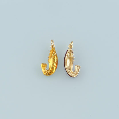 Gold Ocean Charms,18K Gold Filled Shrimp Pendant,Enamel Shrimp Charm Bracelet Necklace for DIY Jewelry Making Supply